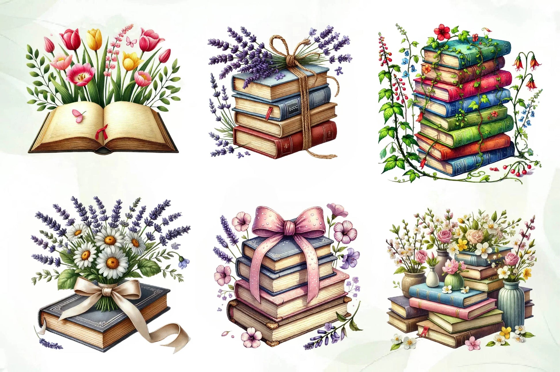 Pretty Books With Flowers Clipart Bundle 2 - CraftNest - Digital Crafting and Art