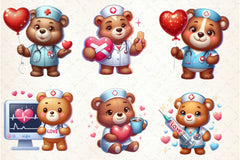 Bear Nurse Valentine Clipart Bundle - CraftNest - Digital Crafting and Art