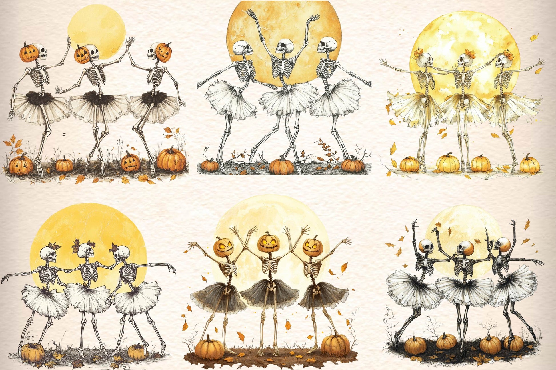 Autumn Dancing Skeleton Clipart Bundle - CraftNest - Digital Crafting and Art