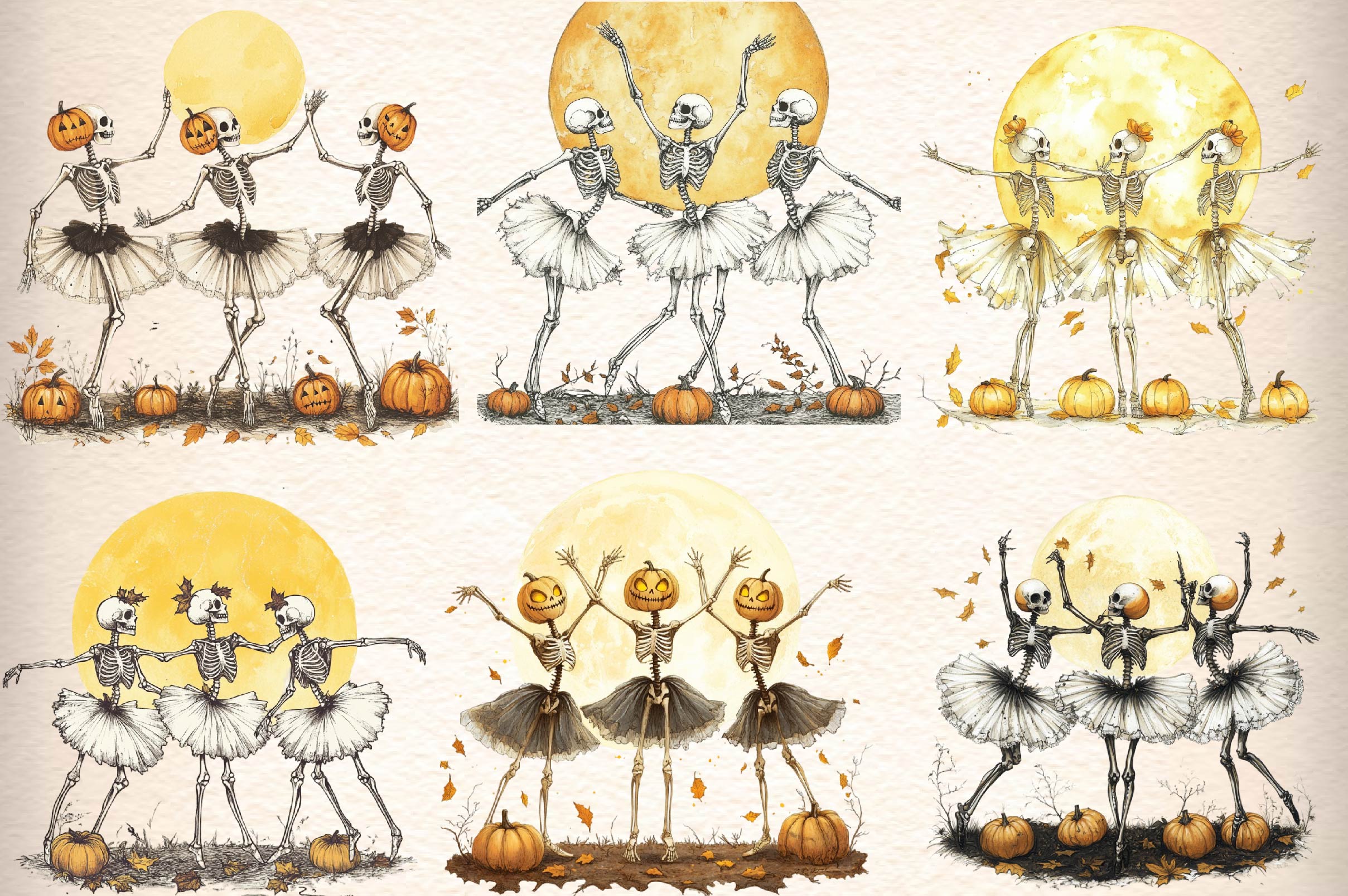 Autumn Dancing Skeleton Clipart Bundle - CraftNest - Digital Crafting and Art