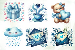 Serene Blue Valentine Clipart Bundle - CraftNest - Digital Crafting and Art