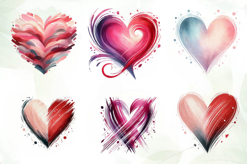 Valentines Day Heart Brushstroke Clipart Bundle - CraftNest - Digital Crafting and Art