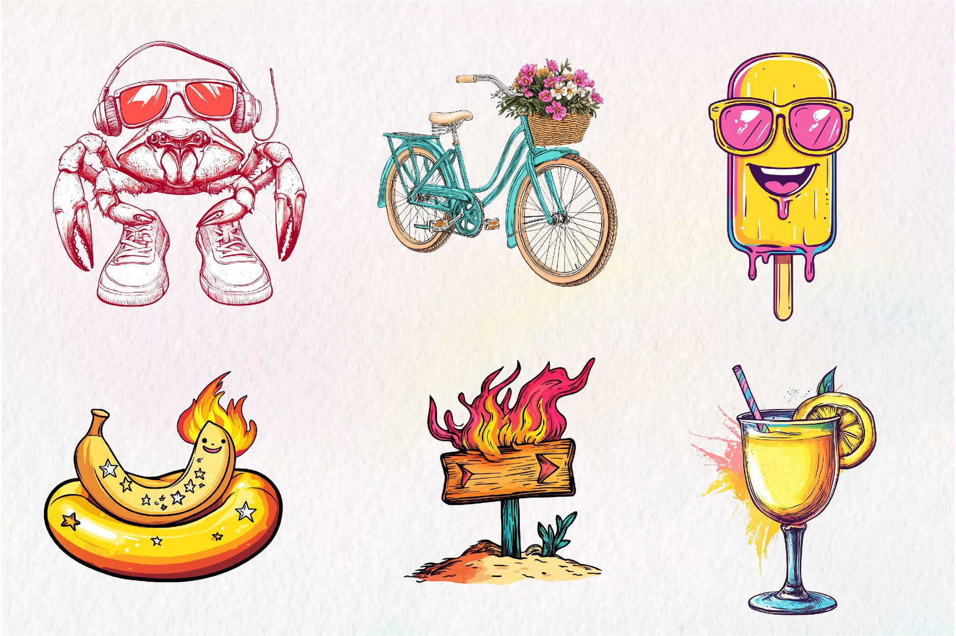 Funky Summer Clipart Bundle - CraftNest - Digital Crafting and Art