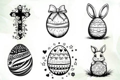 Black And White Easter Day Clipart Bundle - CraftNest - Digital Crafting and Art