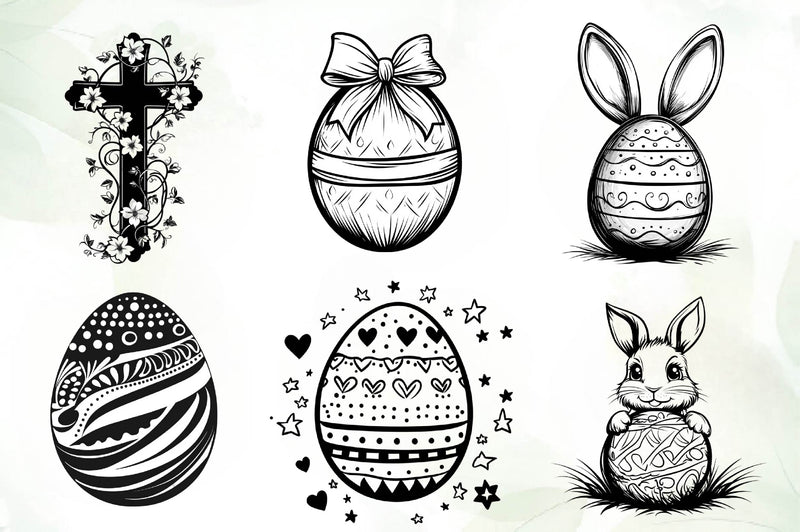 Black And White Easter Day Clipart Bundle - CraftNest - Digital Crafting and Art