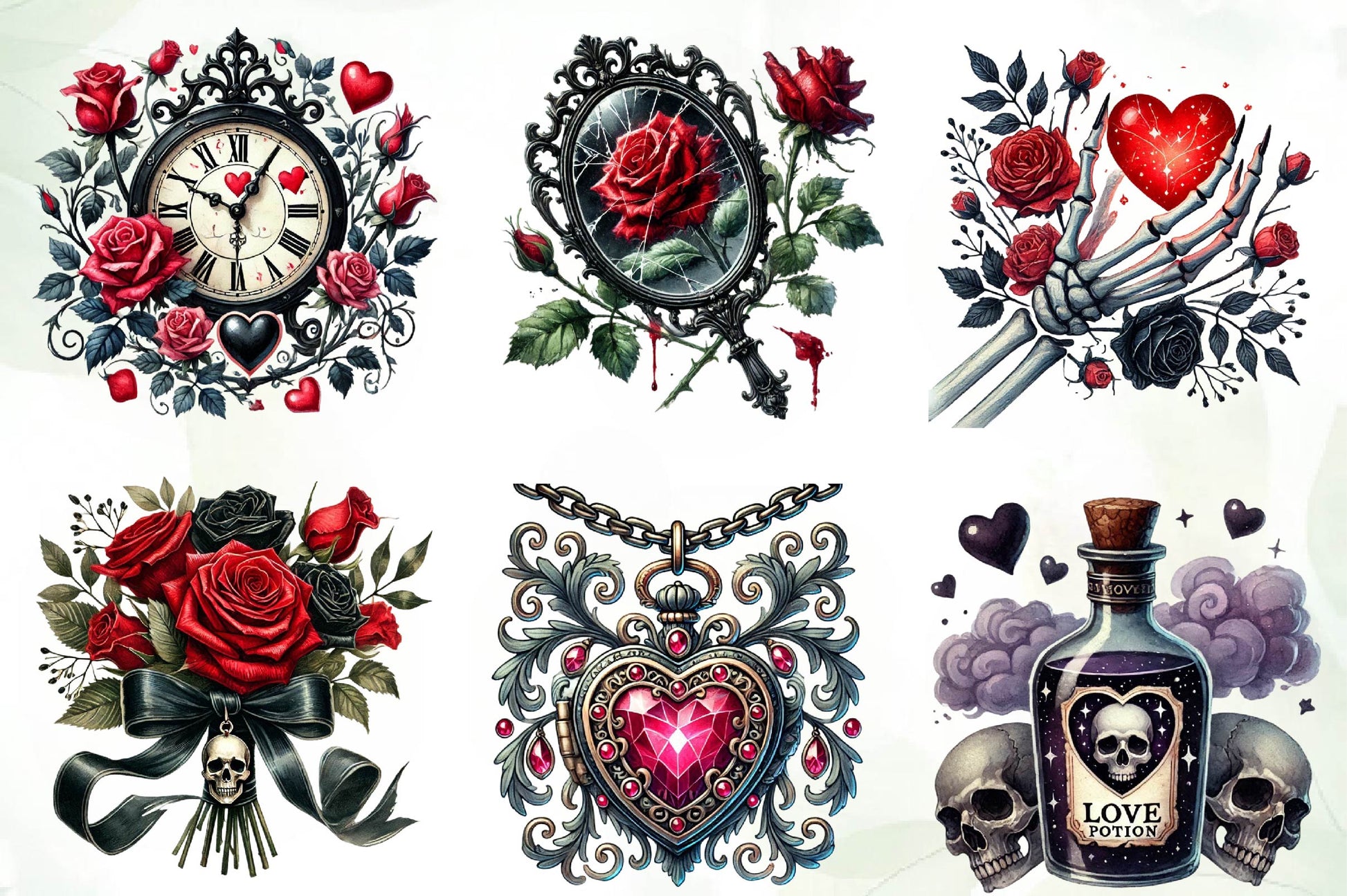 Gothic Valentines Day Cliparts Clipart Bundle - CraftNest - Digital Crafting and Art