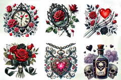 Gothic Valentines Day Cliparts Clipart Bundle - CraftNest - Digital Crafting and Art