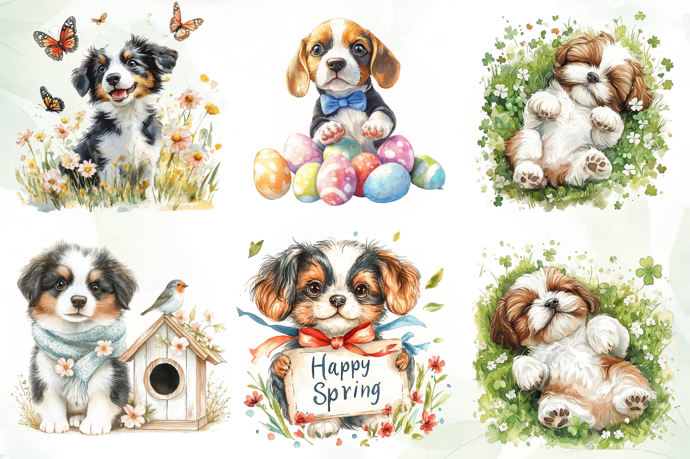 Cute Spring Puppy Clipart Bundle - CraftNest - Digital Crafting and Art