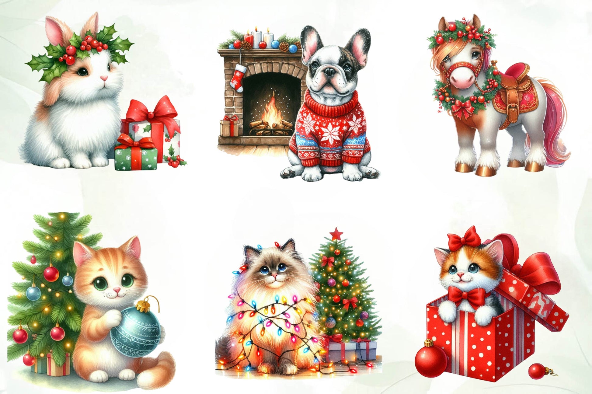 Funny Christmas Animals Clipart Bundle - CraftNest - Digital Crafting and Art