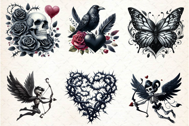 Gothic Valentine's Day Clipart Bundle 2 - CraftNest - Digital Crafting and Art