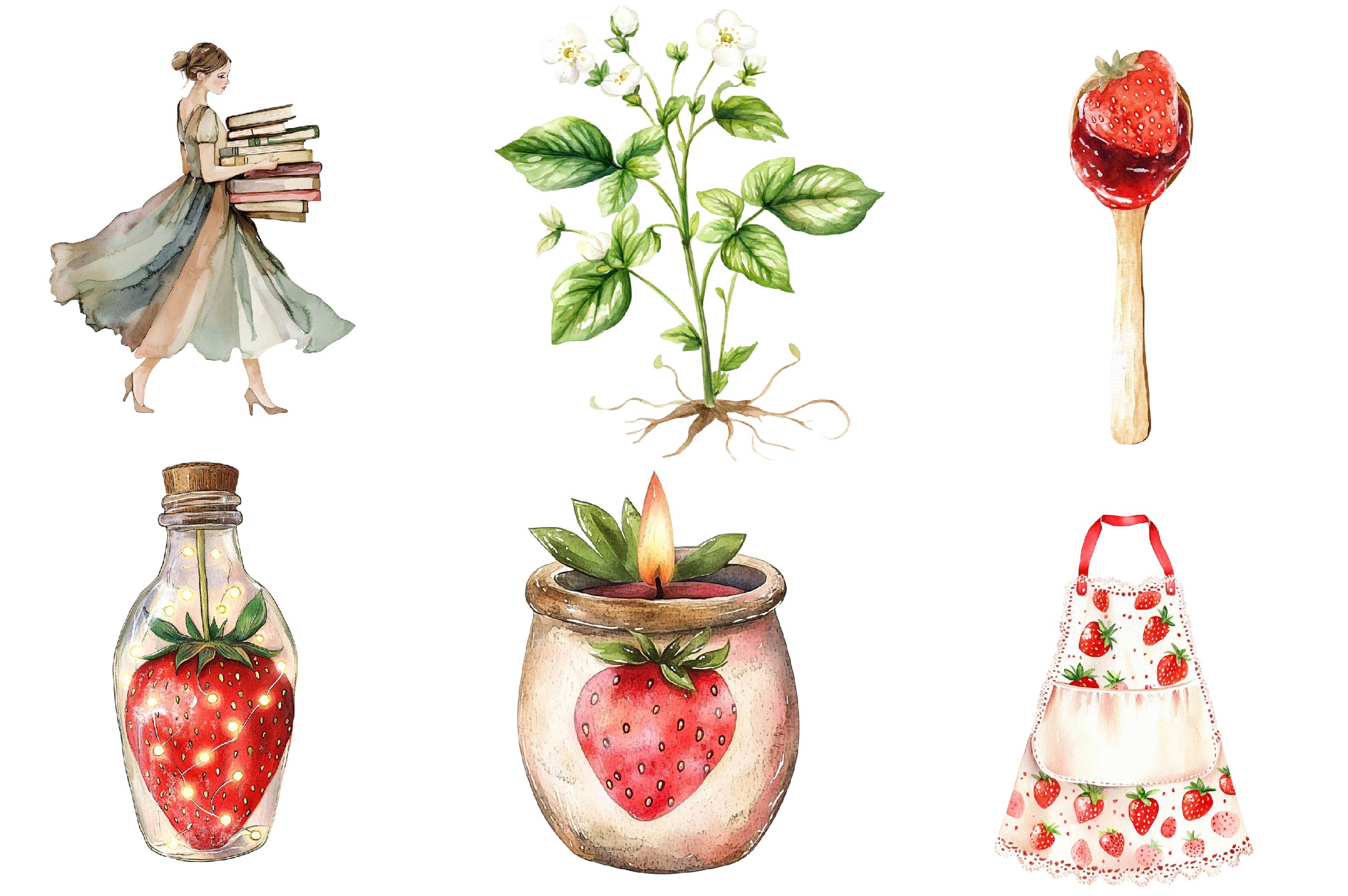 Cute Cottagecore Strawberry Clipart Bundle 1 - CraftNest - Digital Crafting and Art