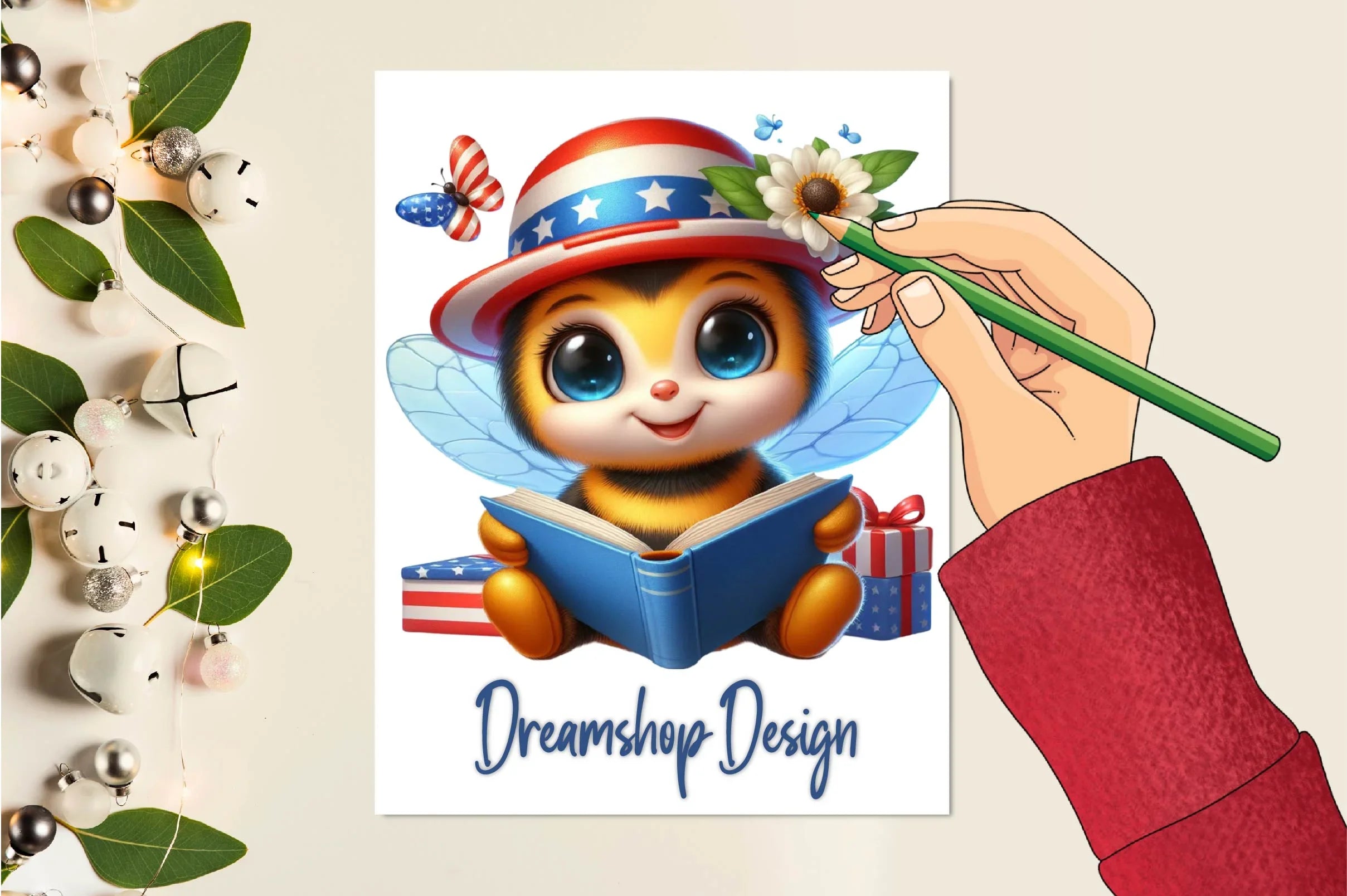 Cute Patriotic Bee Clipart Bundle - CraftNest - Digital Crafting and Art