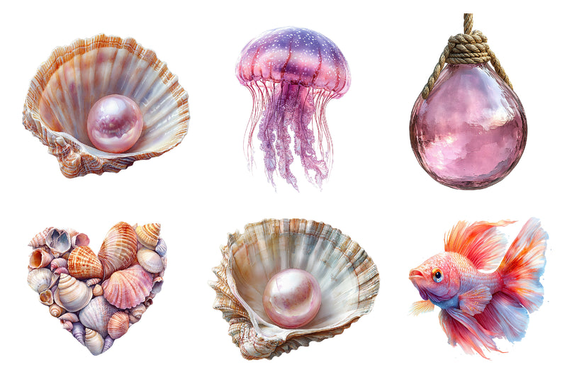 Pink Sea Adventure Clipart Bundle - CraftNest - Digital Crafting and Art