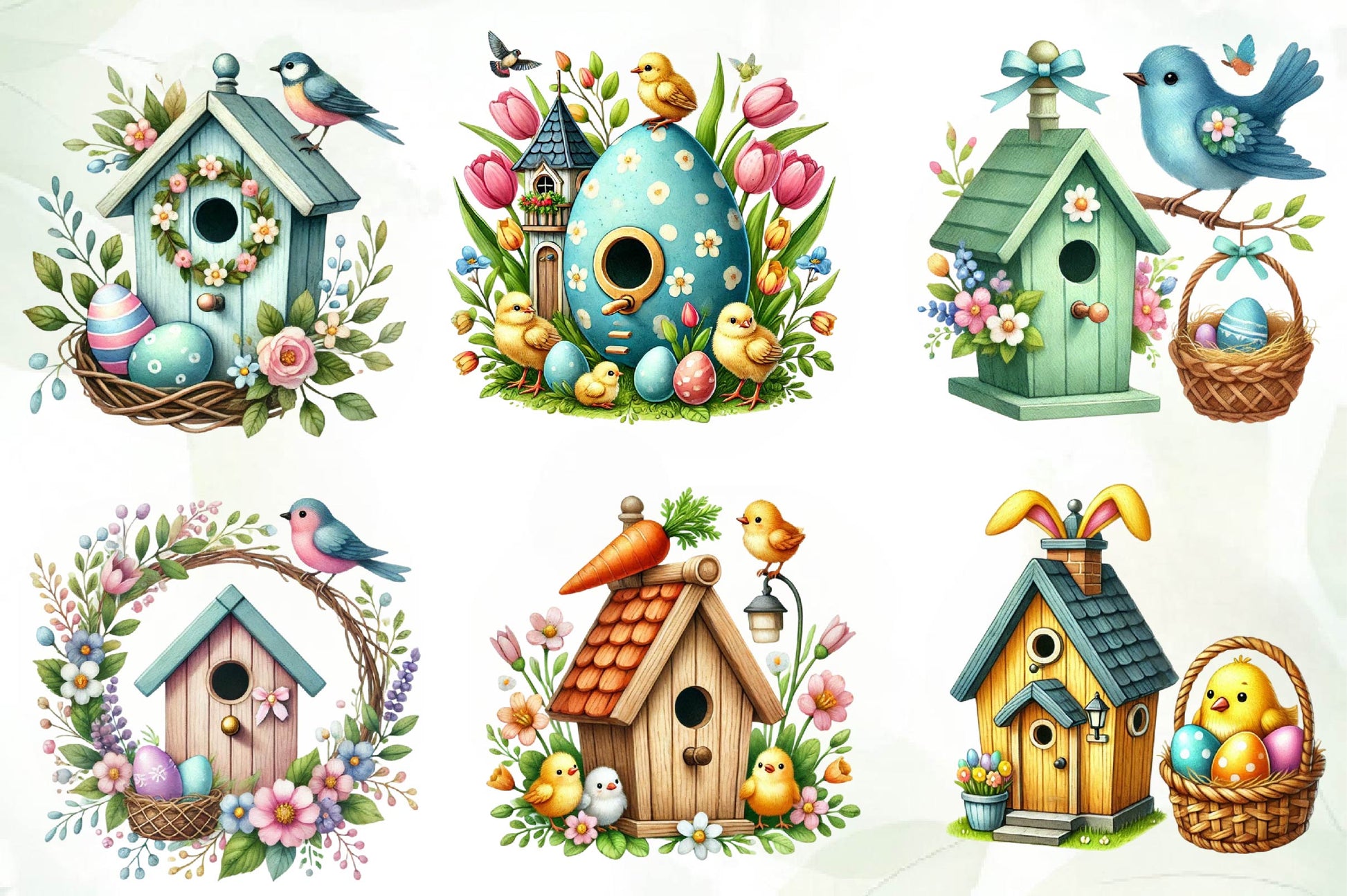Easter Bird House Clipart Bundle - CraftNest - Digital Crafting and Art