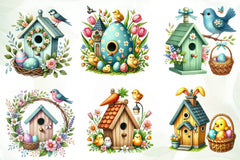 Easter Bird House Clipart Bundle - CraftNest - Digital Crafting and Art