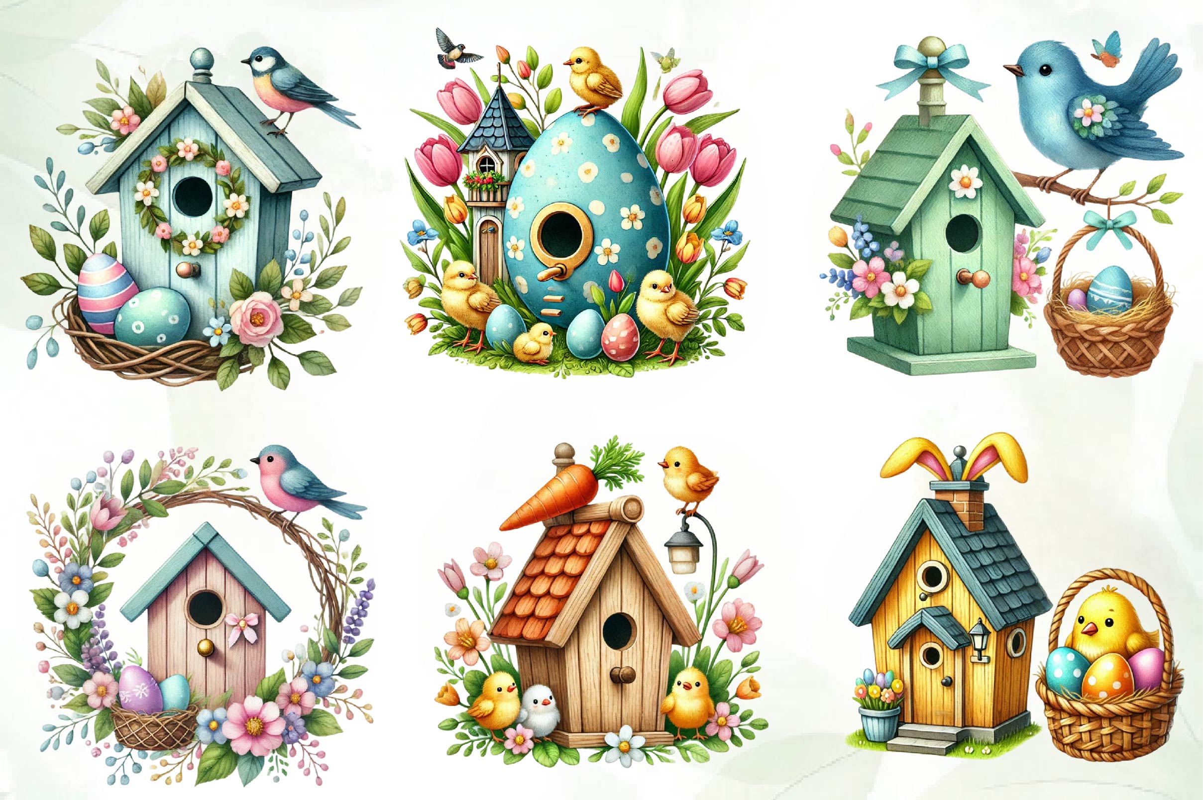 Easter Bird House Clipart Bundle - CraftNest - Digital Crafting and Art