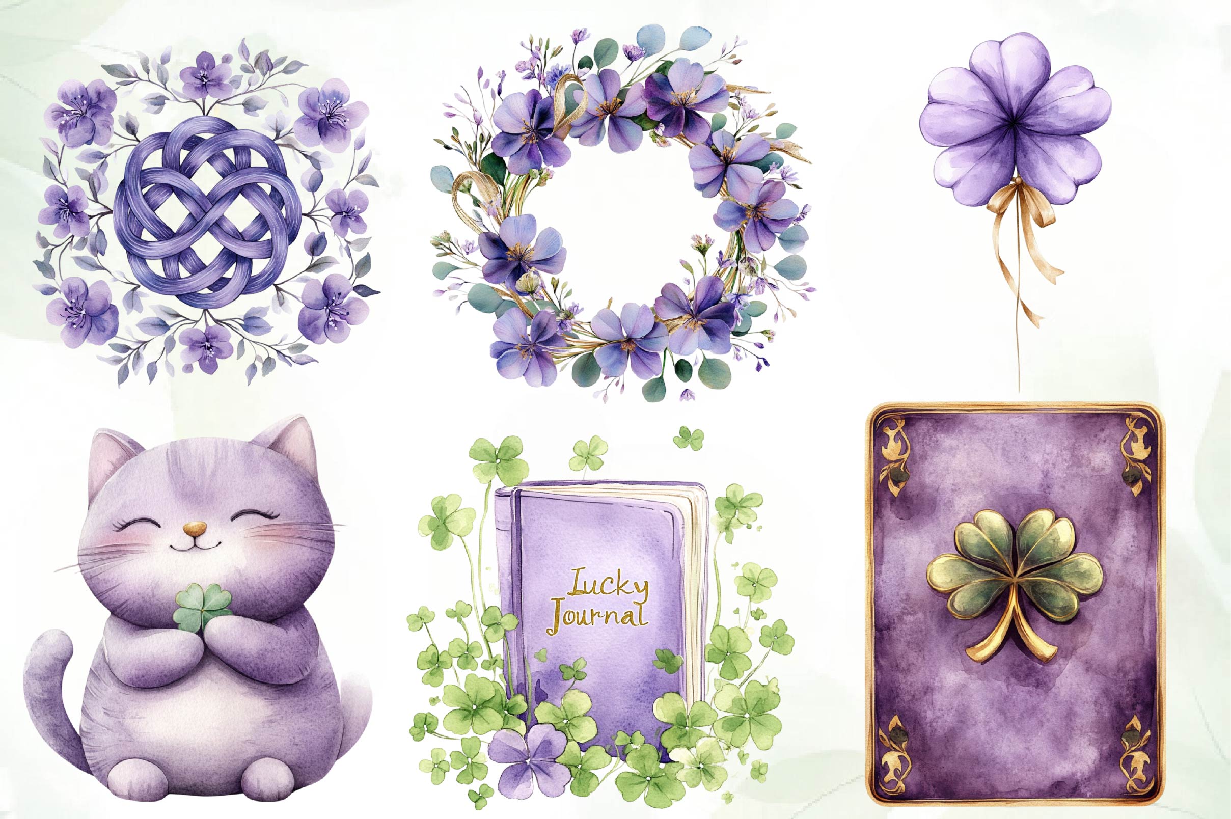 Pastel Purple St Patrick's Clipart Bundle 1 - CraftNest - Digital Crafting and Art