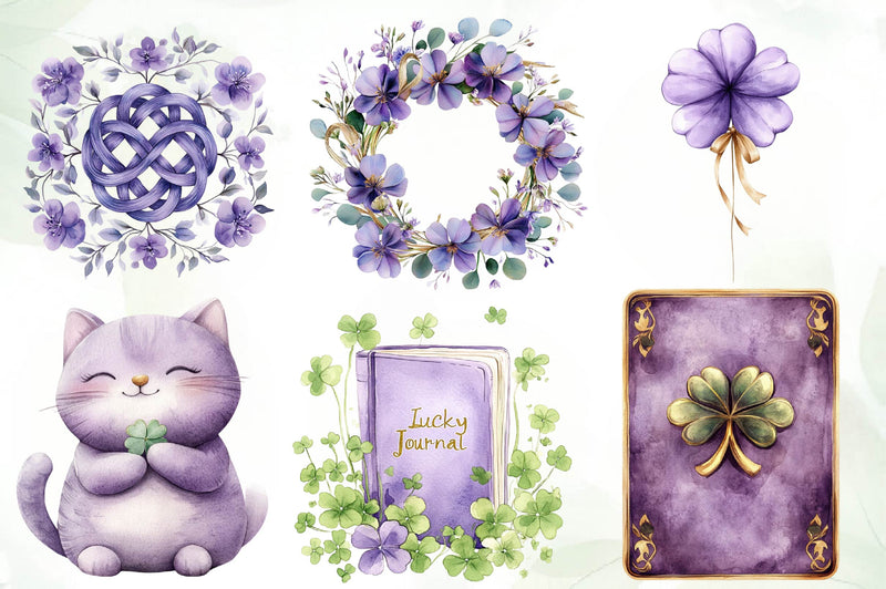 Pastel Purple St Patrick's Clipart Bundle 1 - CraftNest - Digital Crafting and Art