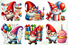 Birthday Gnomes Clipart Bundle - CraftNest - Digital Crafting and Art
