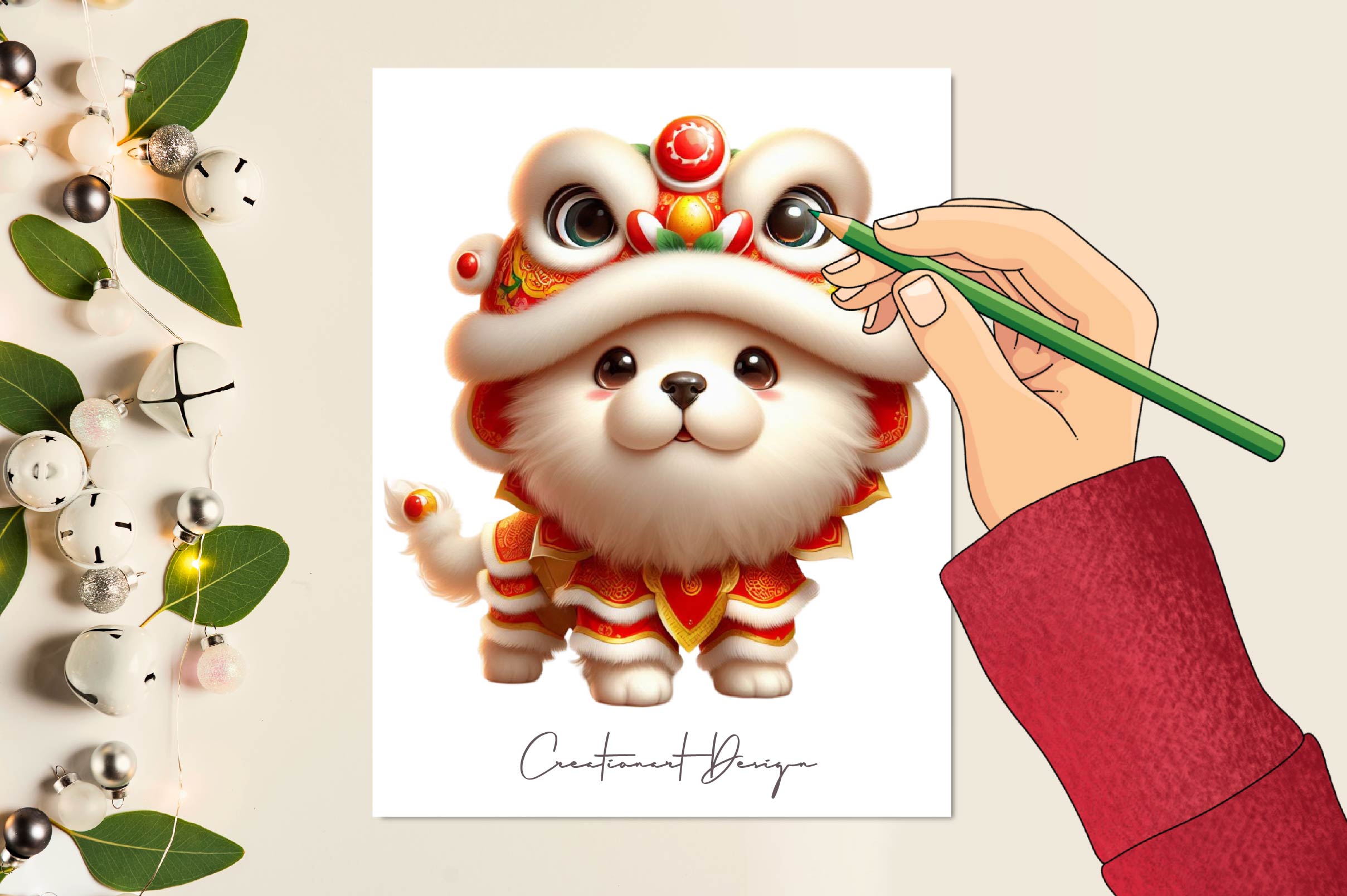 Cute Lion Dance Dogs Clipart Bundle 1 - CraftNest - Digital Crafting and Art
