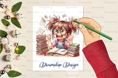 Girl Studying Clipart Bundle - CraftNest - Digital Crafting and Art