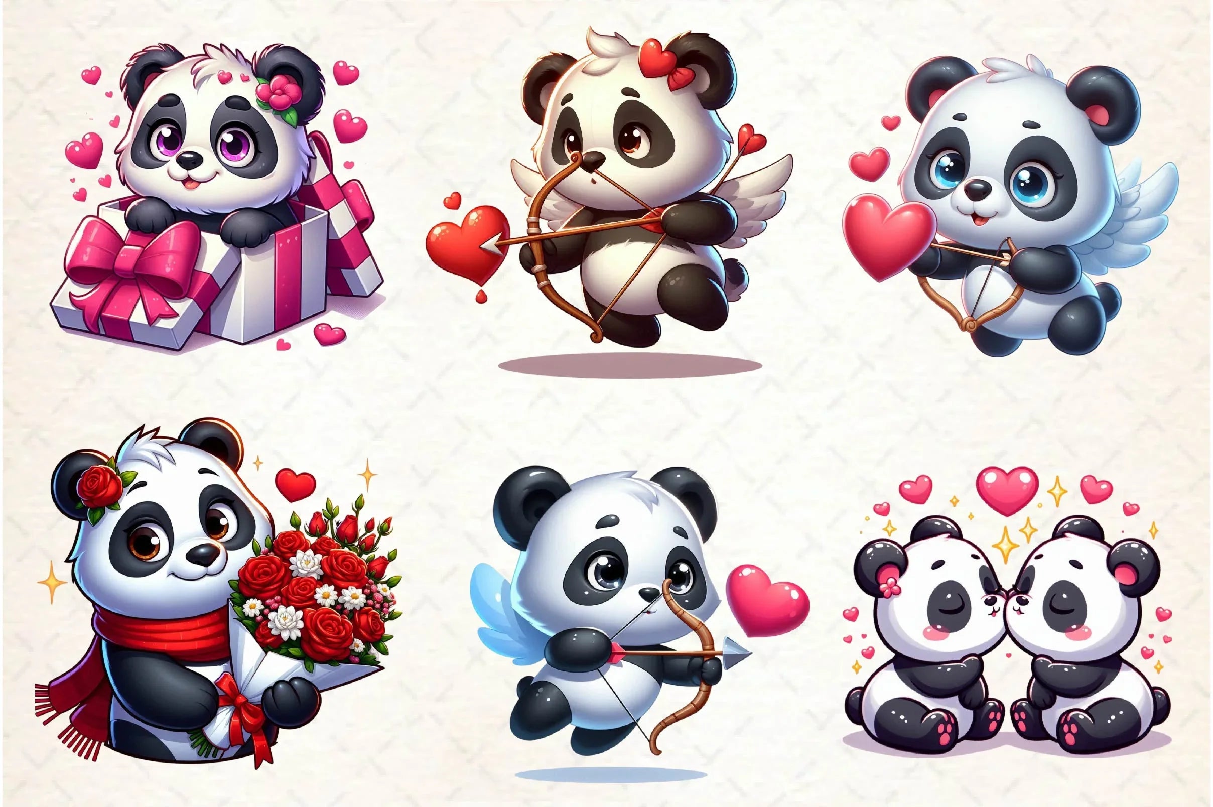 Pandas Valentines Day Clip Art Clipart Bundle - CraftNest - Digital Crafting and Art