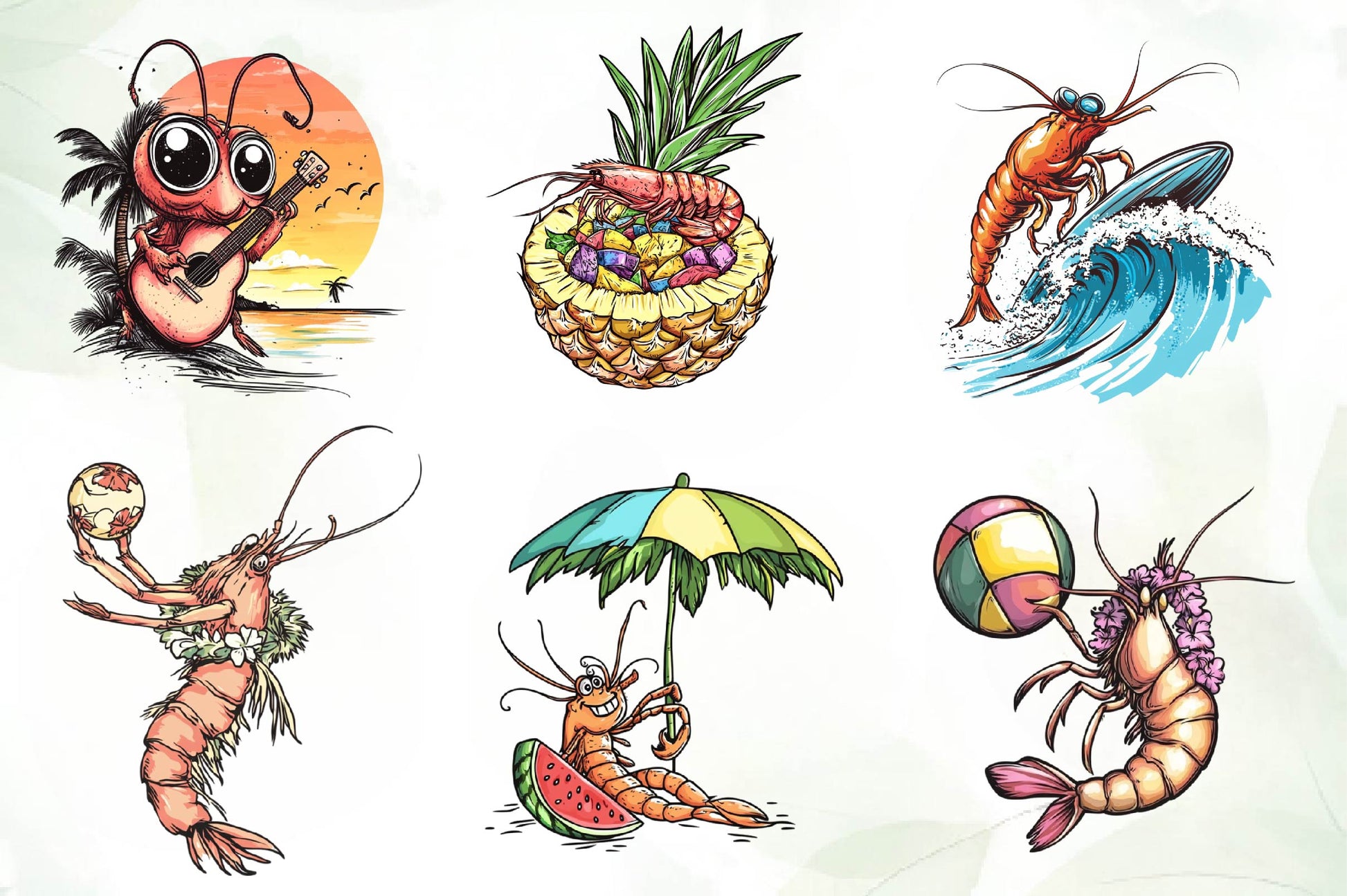 Cute Summer Shrimp Clipart Bundle - CraftNest - Digital Crafting and Art