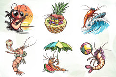 Cute Summer Shrimp Clipart Bundle - CraftNest - Digital Crafting and Art