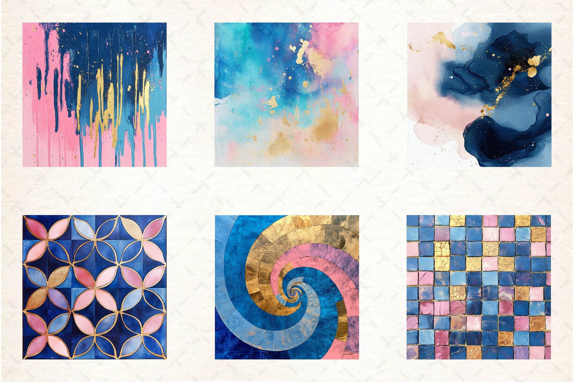Blue Pink Gold Abstract Backgrounds Clipart Bundle - CraftNest - Digital Crafting and Art