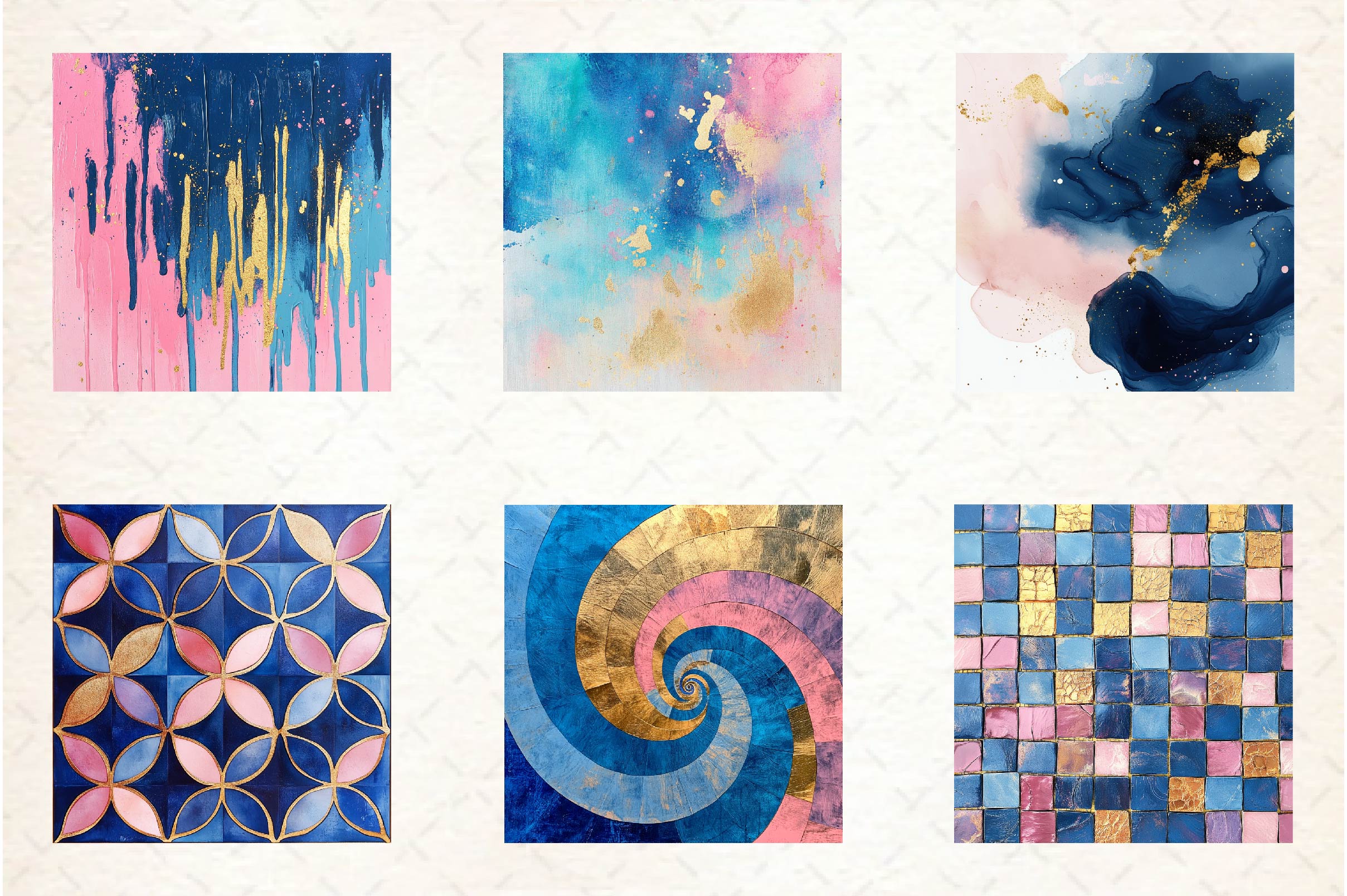 Blue Pink Gold Abstract Backgrounds Clipart Bundle - CraftNest - Digital Crafting and Art