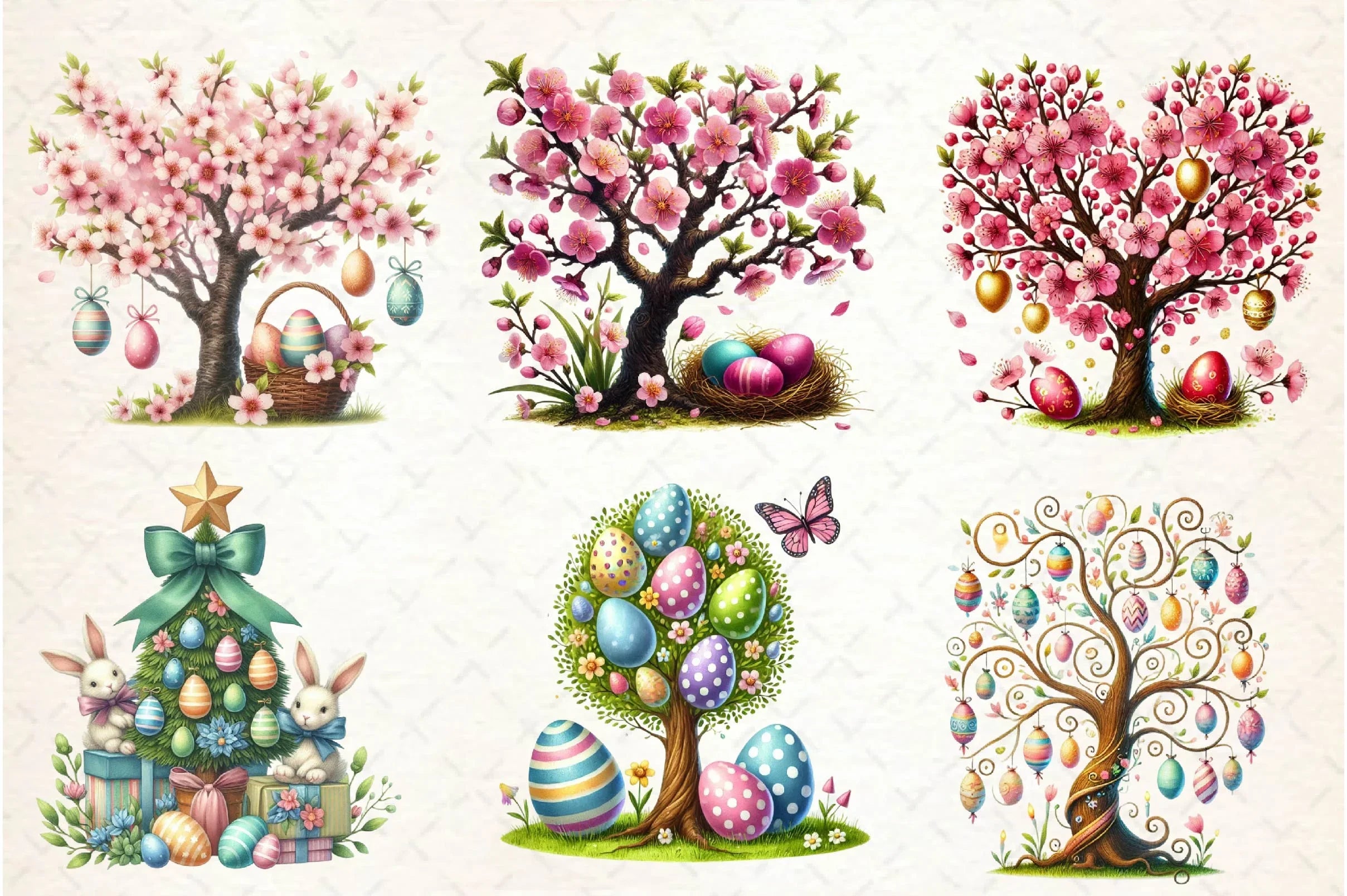 Easter Tree Clipart Bundle - CraftNest - Digital Crafting and Art