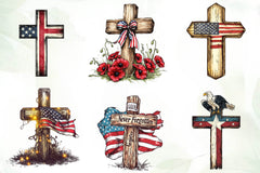 American Flag Cross Memorial Clipart Bundle - CraftNest - Digital Crafting and Art