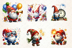 Happy New Year Gnome Clipart Bundle - CraftNest - Digital Crafting and Art