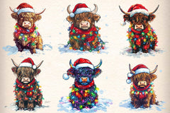 Christmas Highland Cow Clipart Bundle 4 - CraftNest - Digital Crafting and Art