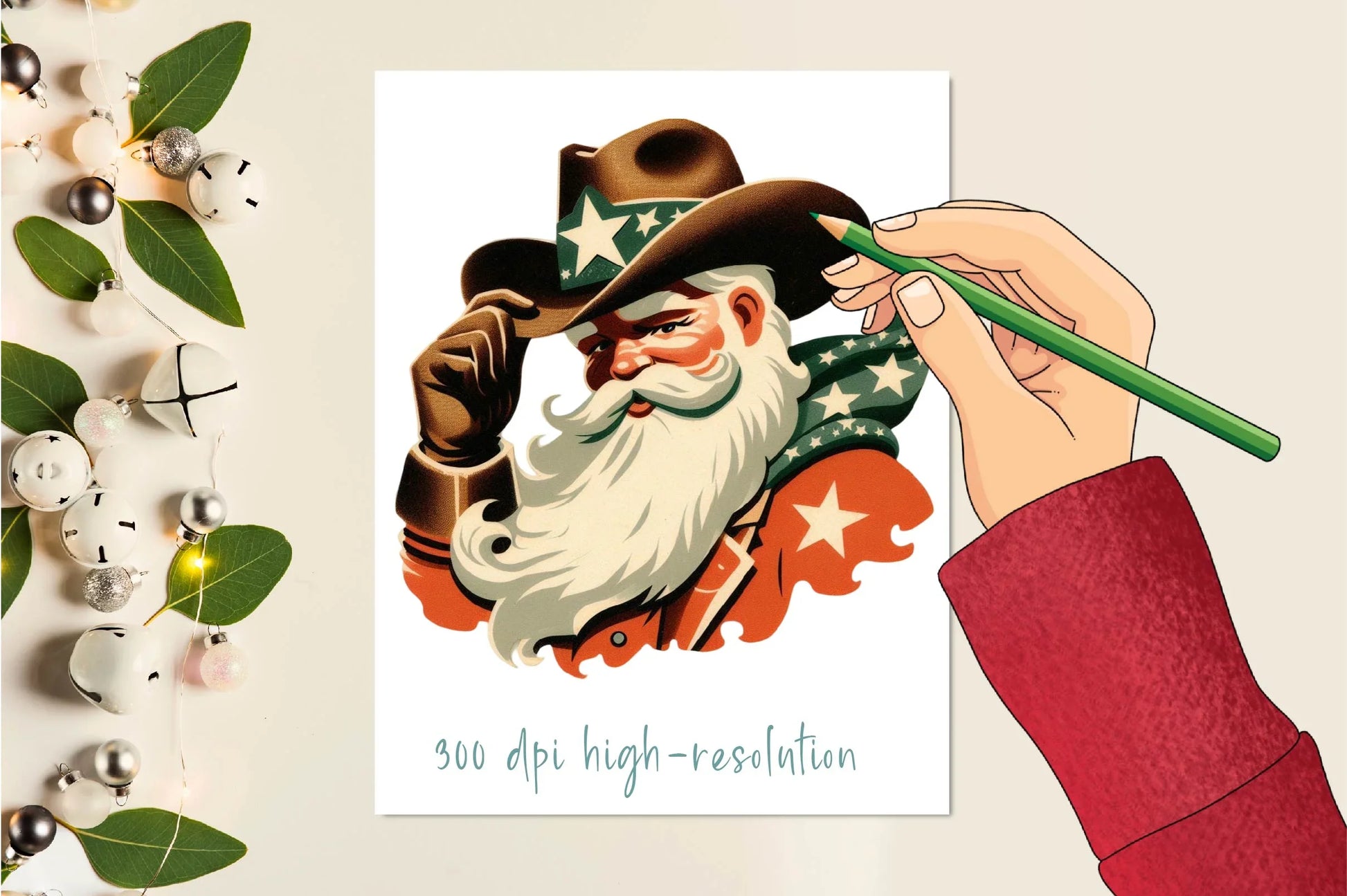 Vintage Christmas Cowboy Santa Clipart Bundle - CraftNest - Digital Crafting and Art