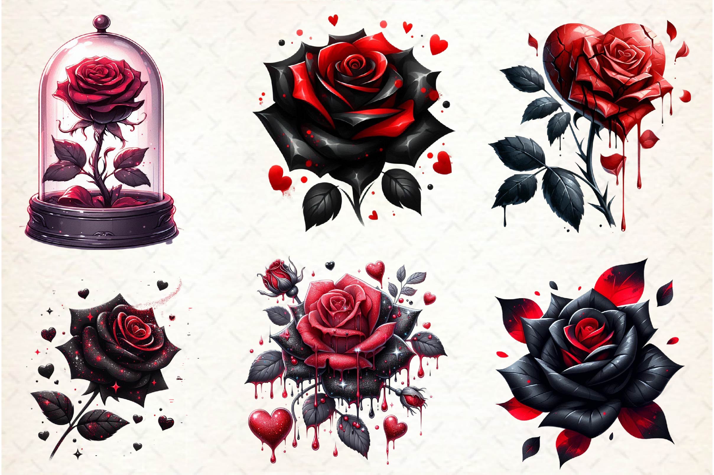 Valentine Gothic Roses Clipart Bundle - CraftNest - Digital Crafting and Art