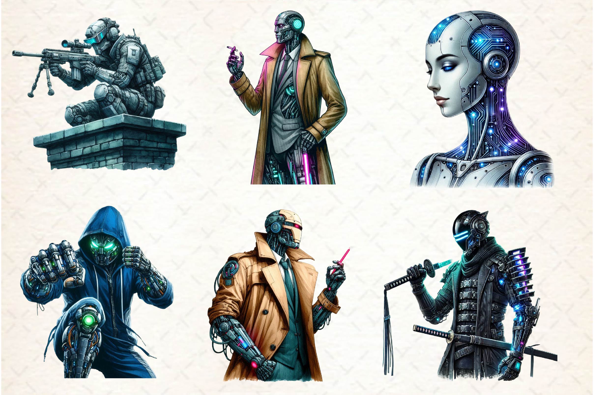 Cyberpunk Characters Clipart Bundle - CraftNest - Digital Crafting and Art