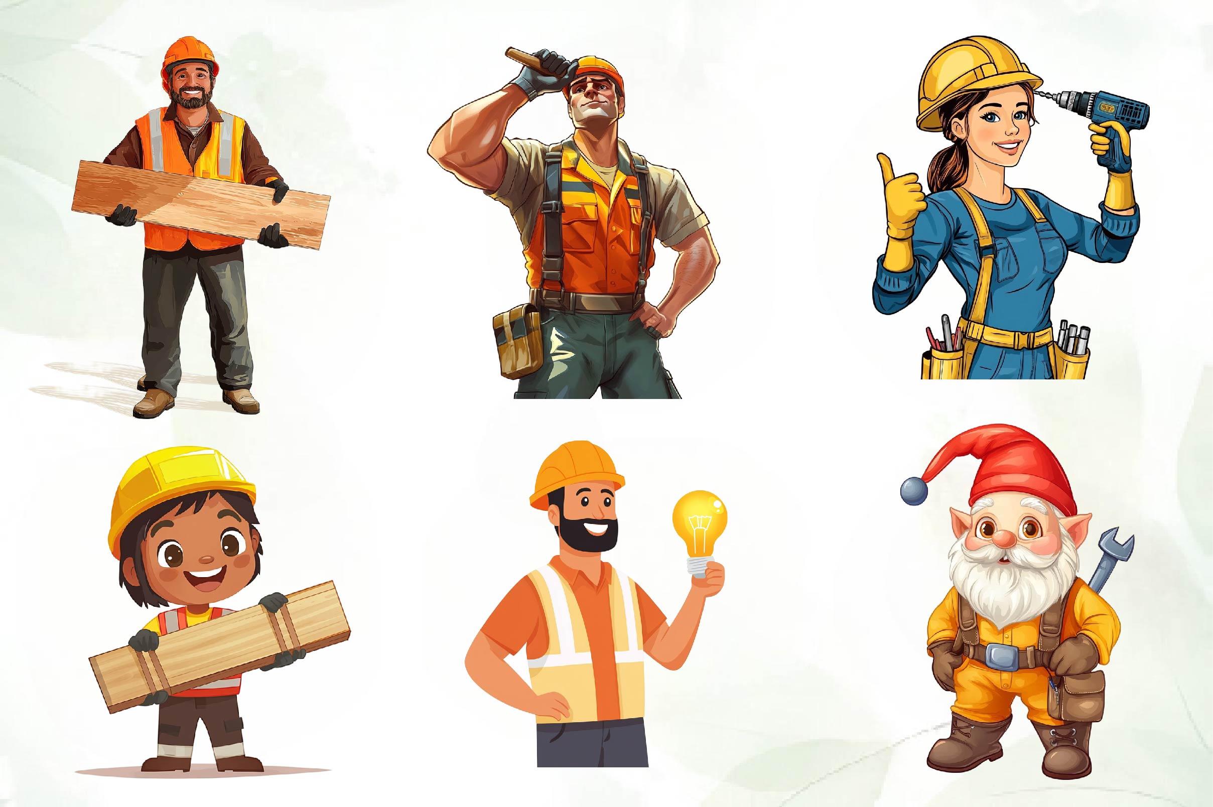 Construction Worker Labor Day Clipart Bundle - CraftNest - Digital Crafting and Art