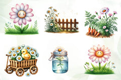 Spring Daisy Farm Clipart Bundle 1 - CraftNest - Digital Crafting and Art