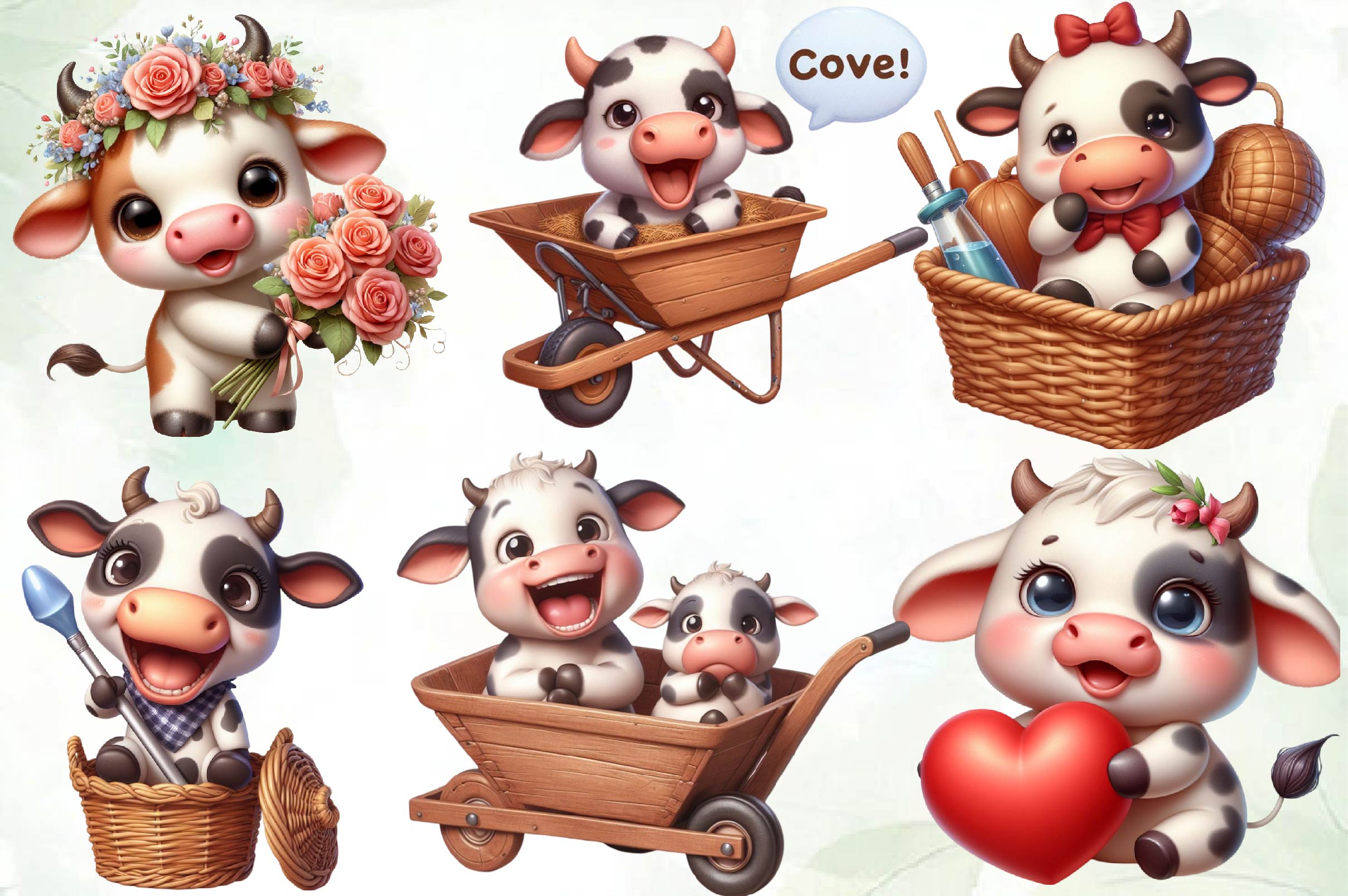 Cute Jokes Cow Clipart Bundle - CraftNest - Digital Crafting and Art