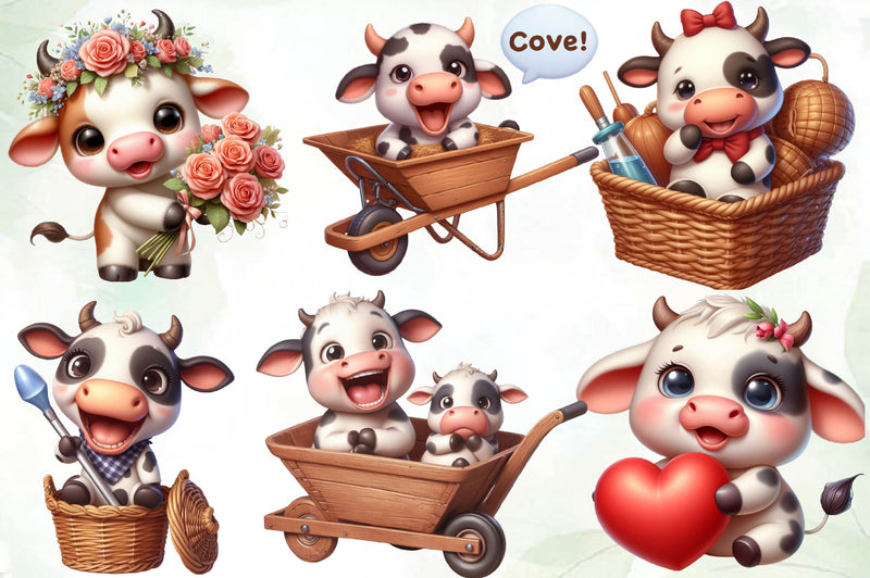 Cute Jokes Cow Clipart Bundle - CraftNest - Digital Crafting and Art
