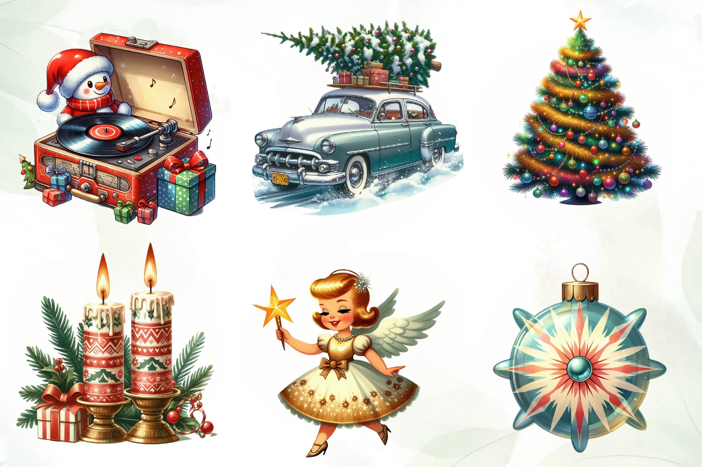 1950s Retro Christmas Clipart Bundle - CraftNest - Digital Crafting and Art