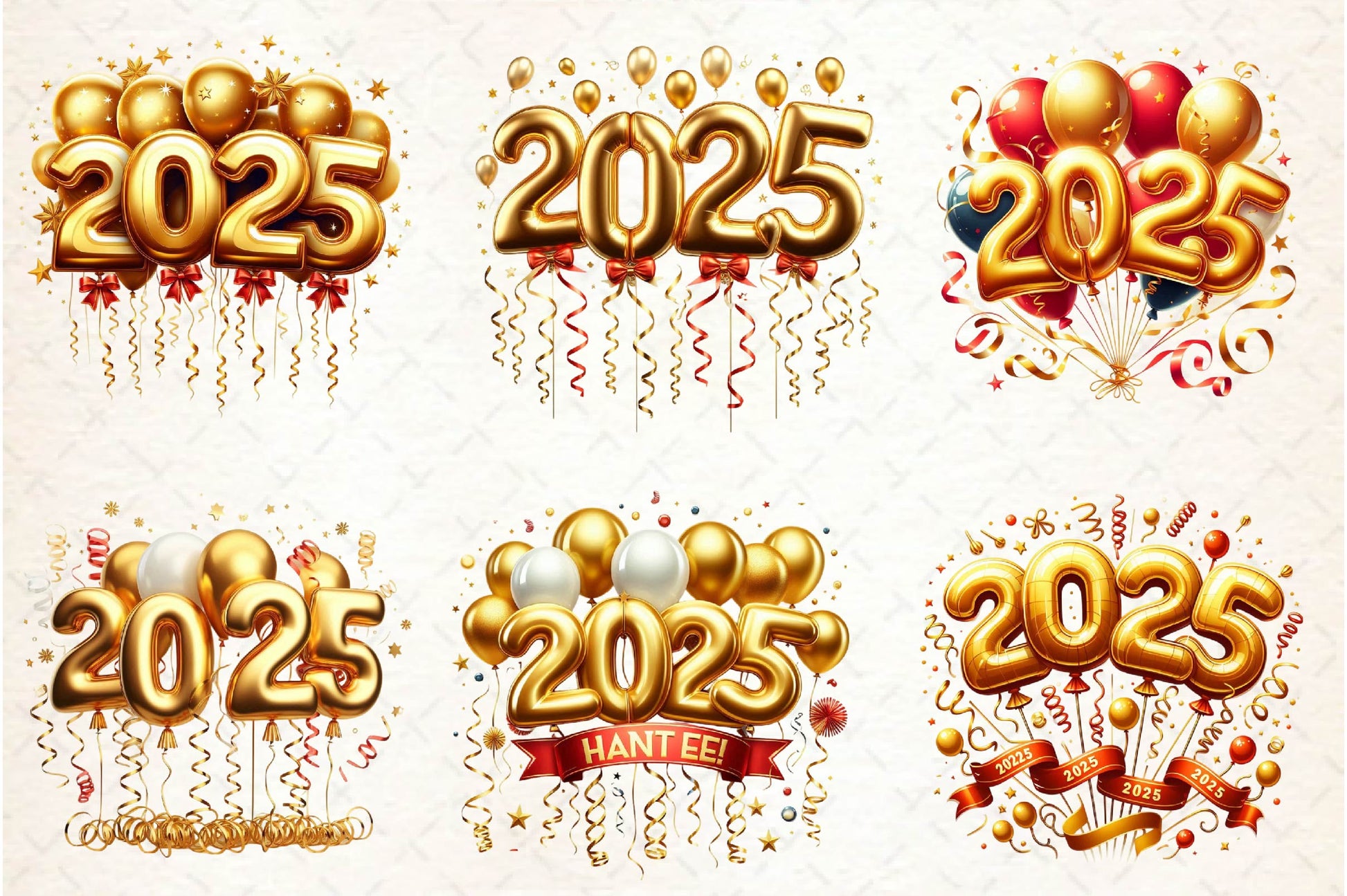 New Year Number 2025 Balloon Clipart Bundle - CraftNest - Digital Crafting and Art