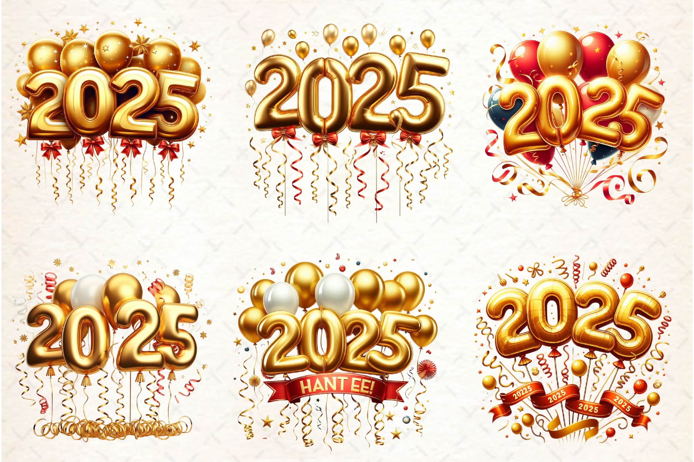 New Year Number 2025 Balloon Clipart Bundle - CraftNest - Digital Crafting and Art