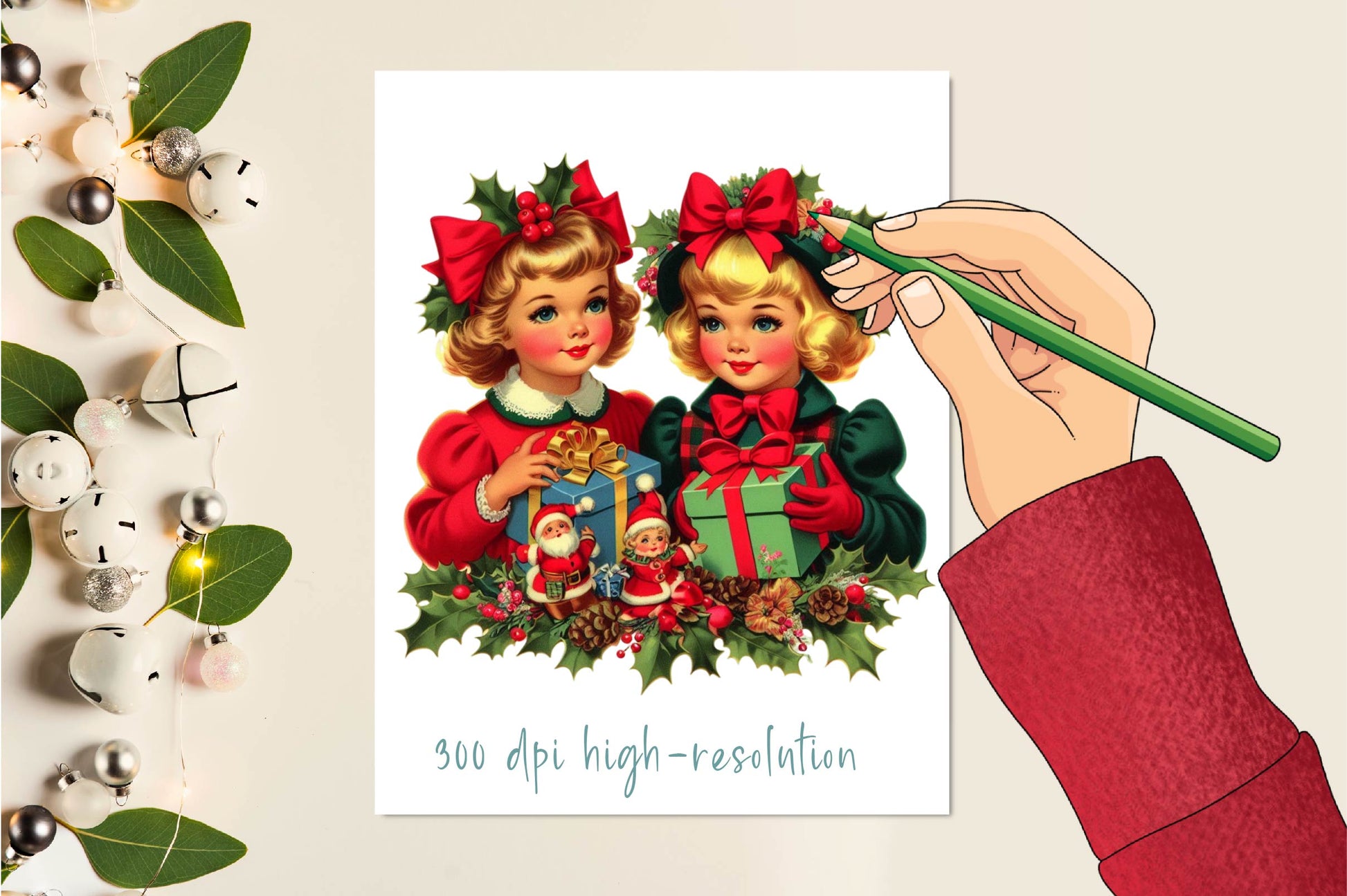 Vintage Christmas Kids Clipart Bundle - CraftNest - Digital Crafting and Art