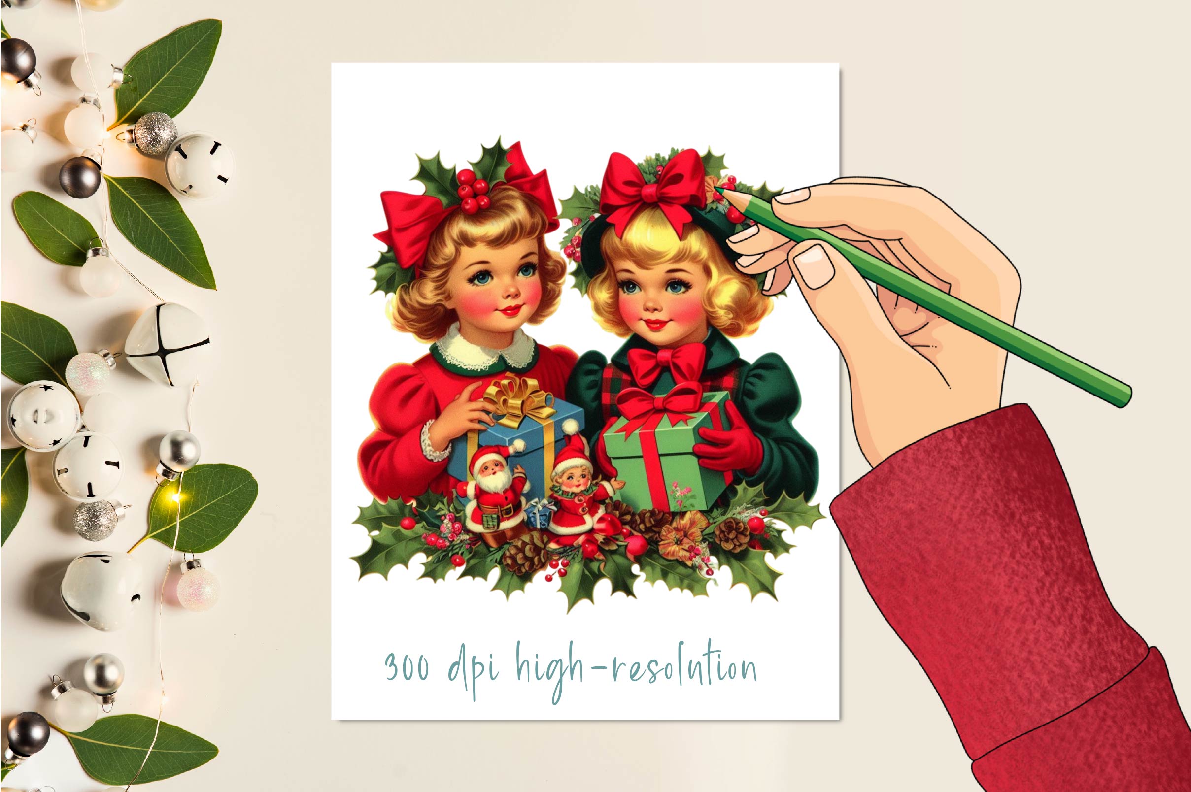 Vintage Christmas Kids Clipart Bundle - CraftNest - Digital Crafting and Art