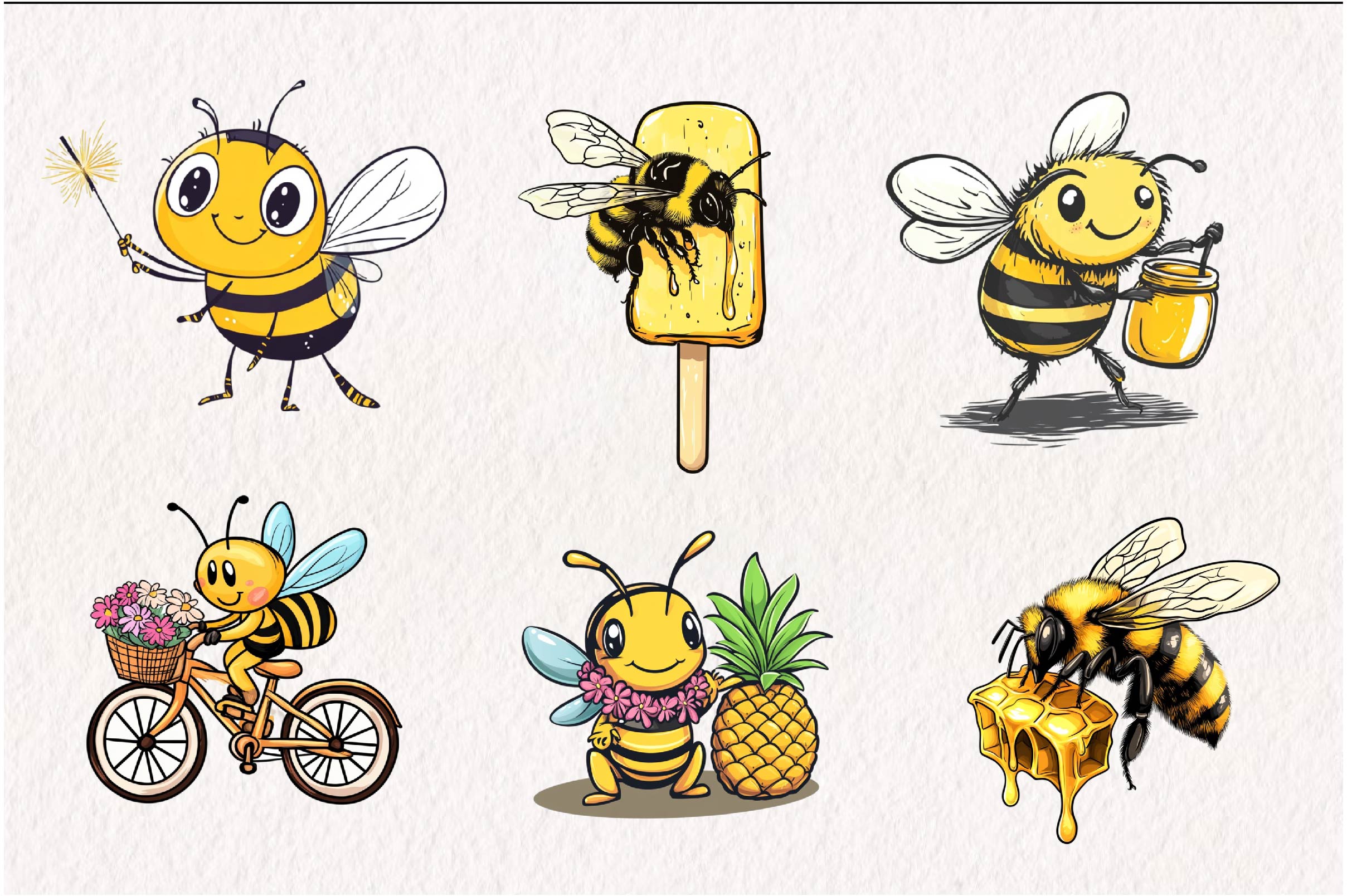 Summer Bee Clipart Bundle - CraftNest - Digital Crafting and Art