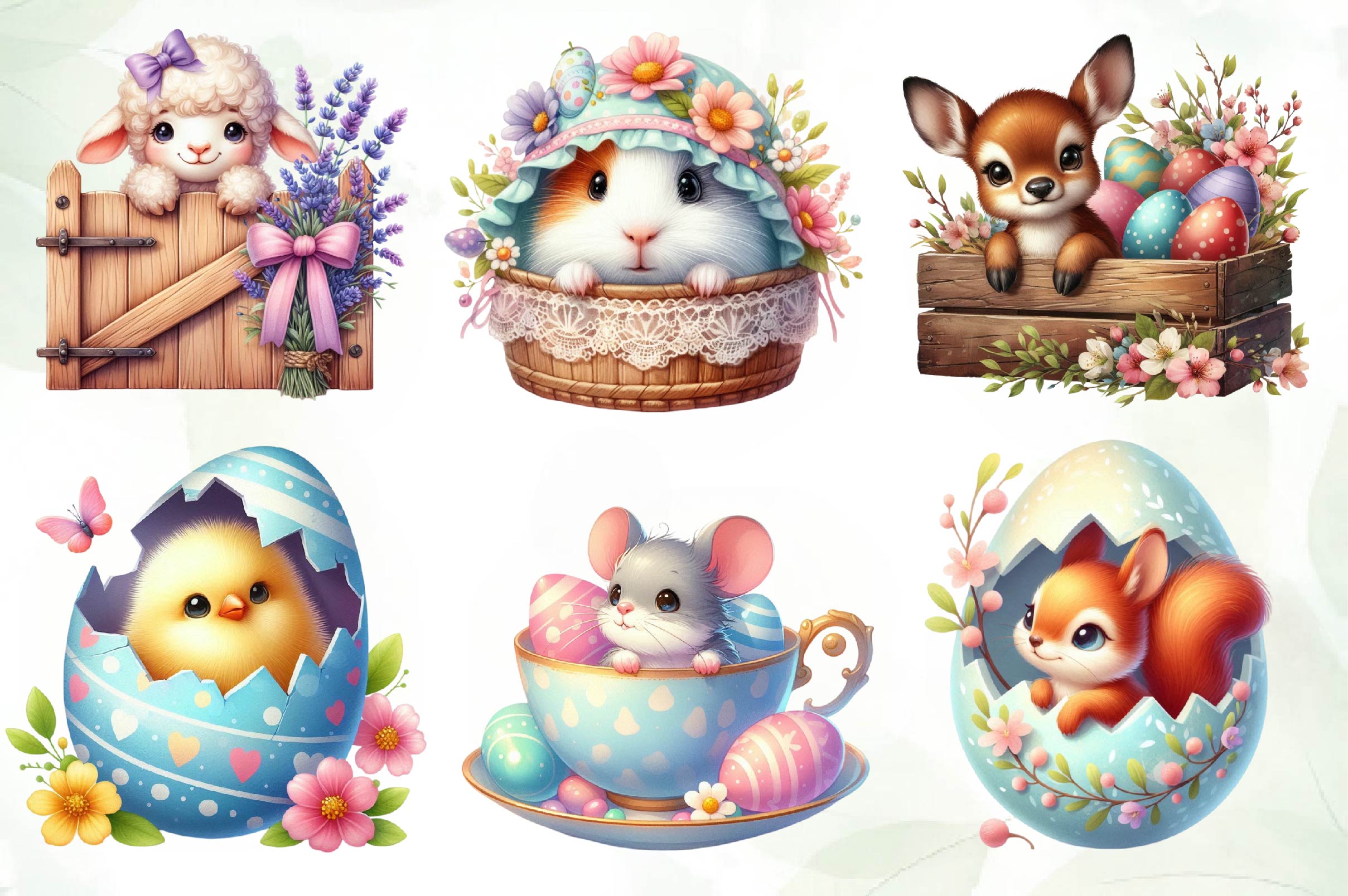 Cute Peeking Easter Animals Clipart Bundle - CraftNest - Digital Crafting and Art