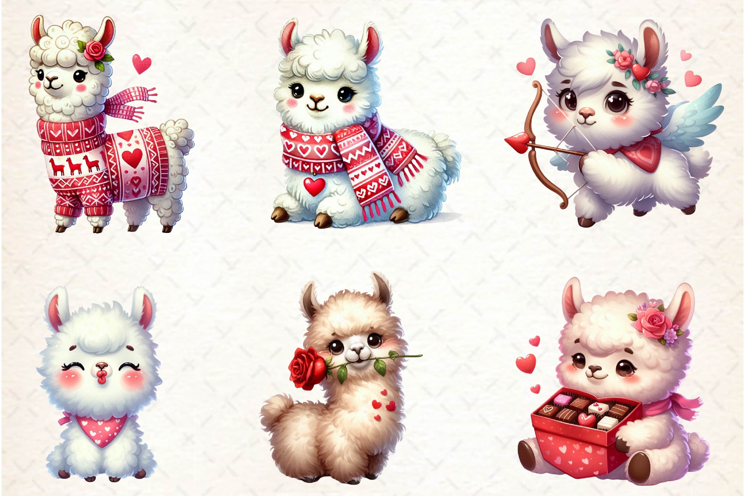 Cute Valentine Baby Llama Clipart Bundle - CraftNest - Digital Crafting and Art