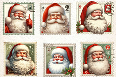 Postage Stamp Santa Claus Clipart Bundle - CraftNest - Digital Crafting and Art